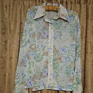 Floral Sheer Button-Up Blouse